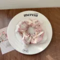 Chouchou élégant en dentelle à fleurs roses et carreaux avec nœuds pour coiffure femme - Petit Style Rose