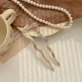 Elegant marbled acetate wavy U-shaped hair fork for buns with tiny rhinestone detail - Wavy U-Shape Style / AB Color