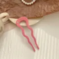 Accessoire épingle à cheveux rose ondulée en U avec strass pour chignons élégants - Style en U Ondulé / Rose