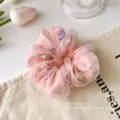 Chouchou élégant en organza rose avec fleurs et dentelle, style coréen doux - Style Princesse de Sol Rose