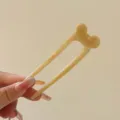 Élégant pic à cheveux en acétate beige en forme de U avec motif d'oreilles d'ours mignon - Style Forme Chat sans Visage / Beige