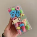 Colorful small elastic hair ties for girls in a transparent box, soft cotton scrunchies set - 100 Pieces Set / Mixed Colors