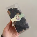 Box of small elastic fabric hair ties in brown and black for baby girls hair styling - 100 Pieces Set / Coffee Brown
