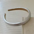 Elegant silver PU leather headband with textured metallic finish for women - Fine Brushed Texture Headband / Silver