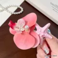 Charming pink orchid and starfish hair clip for romantic seaside summer holidays - Orchid Starfish Side Clip (6#)