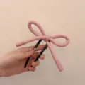 Épingle à cheveux élégante en forme de U rose avec nœud pour chignons. - Style Noeud / Nœud De Pâte De Haricots Rouges
