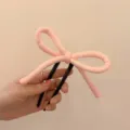 Élégante épingle à cheveux en U avec nœud rose pour coiffures de chignon de femme - Style Noeud / Nœud Rose Eau