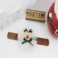 Vista detallada de pulsera de Navidad con reno de peluche, tul blanco y lazo verde. - 2# Vestido de Reno Blanco