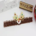 Detalle de una diadema de Navidad de encaje marrón con cuernos de reno brillantes. - 4# Reno Color Café