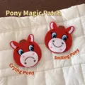 Red cartoon horse hair finishing magic stickers for girls with crying and smiling faces - Crying And Smiling Horse Style (125584) / 2 Pcs/Set