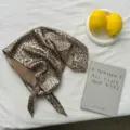 Vintage leopard print silk headscarf for women with a stylish Y2K aesthetic - Coffee Leopard Headscarf (1#)
