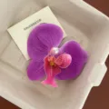 Elegant purple orchid flower hair clip with central pearl detail for seaside vacations - Orchid Flower Style (13#)