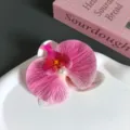 Elegant pink orchid flower hair clip with pearl center for seaside vacation hair accessory - Orchid Flower Style (12#) / Gradient Pink