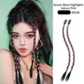 Brown-black and cherry blossom pink highlighted boxing braid hair extensions, 45cm length. - Wig Twist Braid (26#)