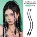 45cm handmade brown-black boxing braid hair extensions with azure blue highlights, 2pcs - Wig Twist Braid (27#)
