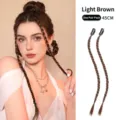 Pair of light brown 45cm handmade boxing braid hair extensions with secure clips - Wig Twist Braid (22#)