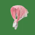 Pañuelo triangular de encaje rosa estilo francés con bordado para mujer - Rosa