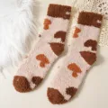 Warme dicke Korallenvlies-Socken mit braunem Kuhmuster für Damen für den Winter - Einheitsgröße (36-42) / Farbe 5
