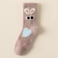 Gemütliche Korallenvlies-Wintersocken für Damen mit süßem Hasen- und Herz-Design - Lila Panda Hase (5)