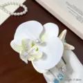 Stunning white Phalaenopsis orchid hair clip with starfish and pearl decorations - Orchid Starfish Side Clip (7#)