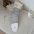Elegant grey ballet-style slouch socks crafted from a premium silk blend for summer - Slouchy Leg Warmers / Light Gray