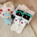 Calcetines de forro polar coral suaves y acogedores con cara de monstruo para el invierno - Talla única / Puntos de Colores