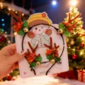 Juego de diadema y pinzas para el pelo con cuernos de reno de Navidad y cascabeles - Estilo 10 Astas Marrones Campana Floral Juego