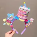 Serre-tête coloré en peluche avec gâteau d'anniversaire et étoile pour fête - Gâteau étoile torsadé