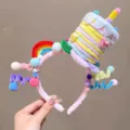 Serre-tête en peluche gâteau d'anniversaire créatif avec arc-en-ciel pour accessoire fête - Gâteau arc-en-ciel torsadé