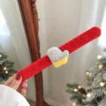 Festive plush red Christmas slap bracelet with cute mitten charm for holiday gifting. - 11# Christmas Glove