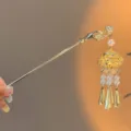 Vintage Chinese style golden palace lantern hair stick with elegant pearl tassels - 5# Luminous Lantern Hair Stick - Butterfly Dream