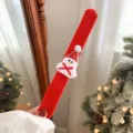 Pulsera festiva de felpa roja de Navidad con un lindo y pequeño muñeco de nieve blanco - 16# Muñeco de Nieve con Lazo