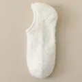 Comfortabele witte pluizige koraalfleece antislipsokken voor heren in de winter thuis - Melkwit