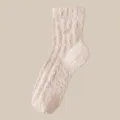 Gemütliche cremefarbene, dicke Korallenfleece-Wintersocken für wohlige Wärme zu Hause - Einheitsgröße / Haferflocken