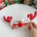 Cute Christmas reindeer antler glasses frame with a red nose and Merry Christmas sign - Red Nose Antlers Style