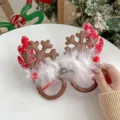 Christmas reindeer antler glasses with glitter snowflakes and feathers for party fun - Brown Glasses Snowflake Style
