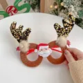 Cute Christmas reindeer antler glasses frame with gold sequins and Santa Claus decor - Black Antlers Santa Claus Style