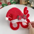 Cute Christmas reindeer antler and Santa hat themed glasses frame with plaid bow detail - Red Hat Bow Decoration Style