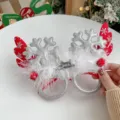 Festive Christmas reindeer antler glasses with snowflake and feather details. - Silver Glasses Snowflake Style
