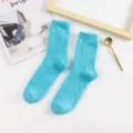 Calcetines suaves y acogedores de forro polar coral azul brillante para mujer, para casa. - Tallas 39-44 / Bottoms / Azul lago
