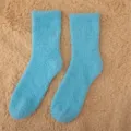 Soft light blue coral fleece fuzzy slipper socks with warm plush texture for winter - Sizes 39-44 / Lake Blue