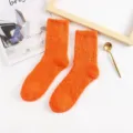 Calcetines de dormir de forro polar coral naranja para mujer con felpa - Tallas 39-44 / Bottoms / Naranja Oscuro