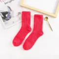 Calcetines suaves de forro polar coral rosa para mujer, cálidos para dormir en casa en invierno - Tallas 39-44 / Bottoms / Rosa rojo