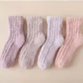 Dicke Korallenvlies-Wintersocken für den Boden in sanften Pastellfarben für zu Hause - Einheitsgröße / Lila Serie