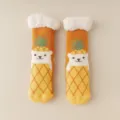 Cozy sherpa-lined fuzzy socks with cute pineapple polar bear character for winter - One Size / Pineapple Bear