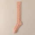Dicke und gemütliche rosa flauschige Zopfmuster Kniestrümpfe Schlafsocken für Damen - Einheitsgröße / Tangerine