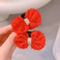Adorable festive red glitter bow hair clips for girls, perfect for New Year hair styling - Glitter Fluffy Bow Style (14#) / Two-Piece Set / Red