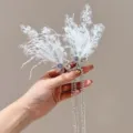 Pince à cheveux aile papillon en cristal blanc avec de longs glands en strass brillants - Pince à Cheveux Plume Cristal (3#)