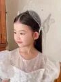 Pince à cheveux aile de papillon en maille blanche avec longs glands de perles élégants - Pince Papillon avec Gland (4#)