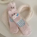 Weiche rosa Korallenvlies-Socken mit süßem Schweinchen-Design für warme Wintertage - Einheitsgröße / Rosa
